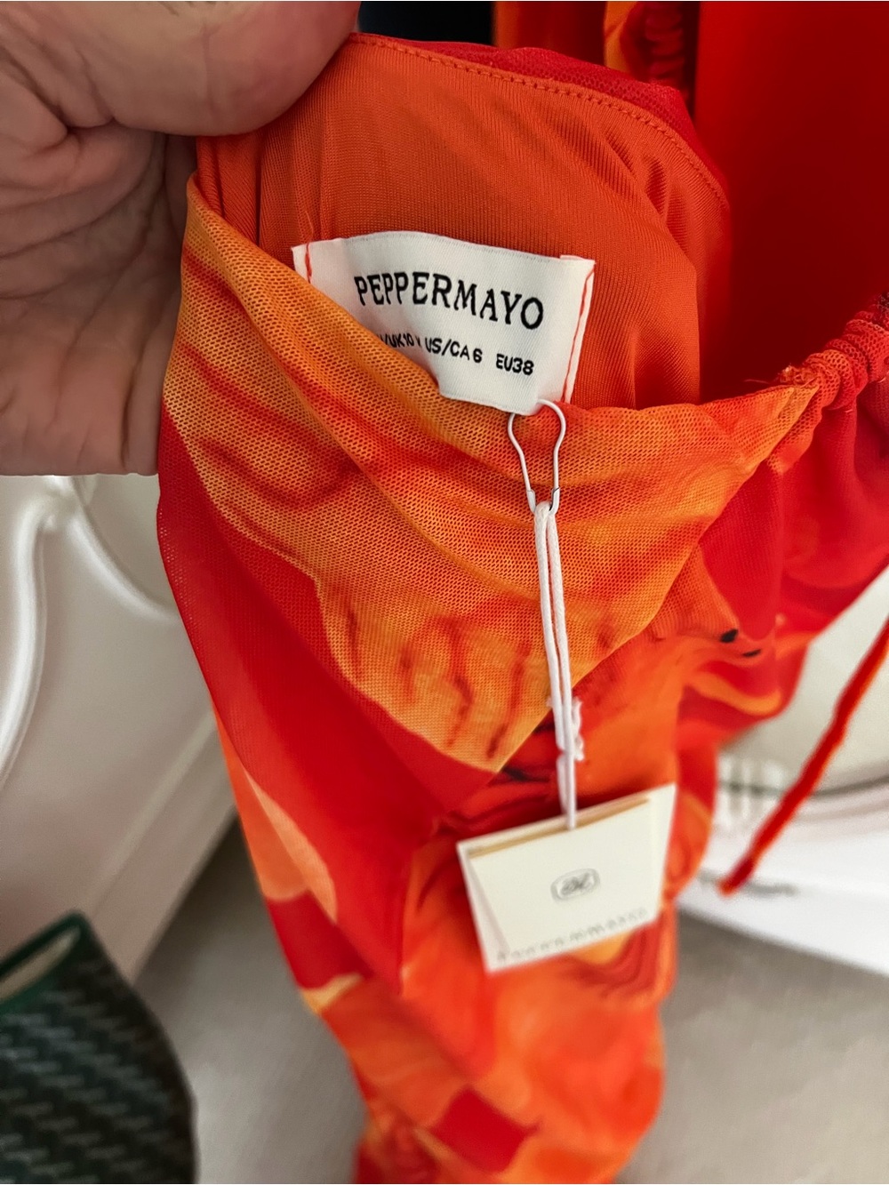 NWT Peppermayo Palawan Mesh Maxi Dress - Orange Floral size 6 - Picture 8 of 8
